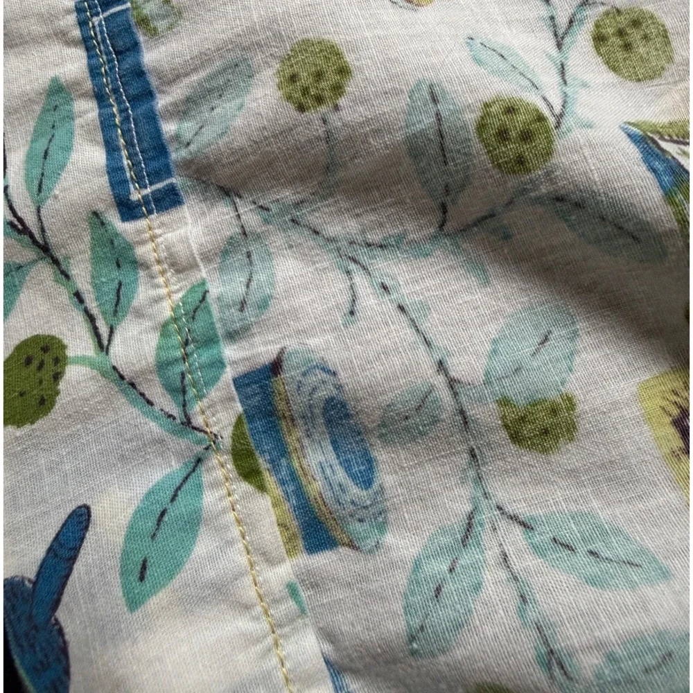 Vintage MCM Novelty Kitchen Print Half Apron Rick Rack Blue Green 1950s 60s